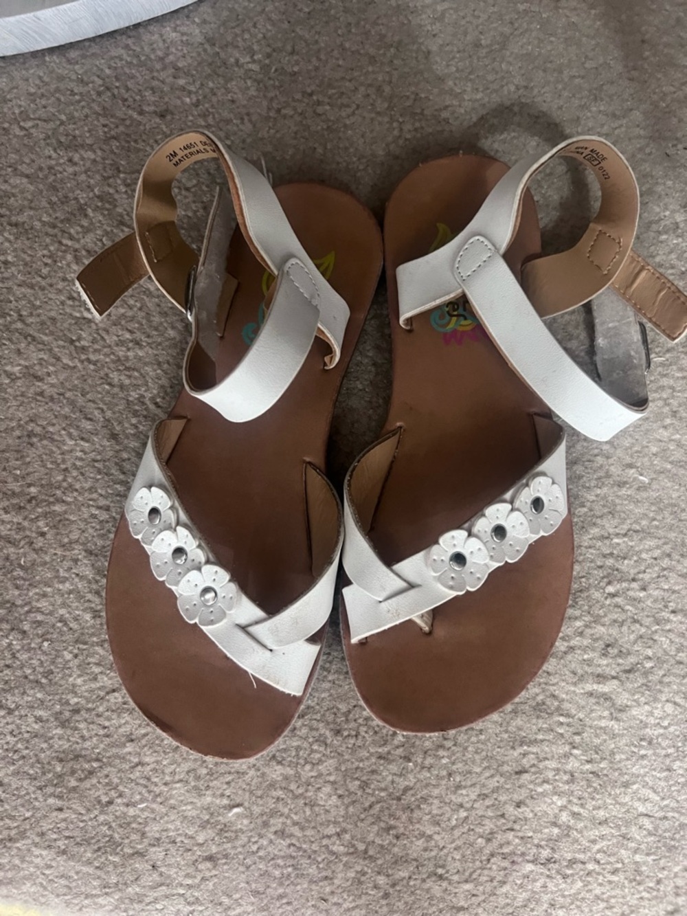 Rachel Shoes White Floral Ankle-Strap Girls' Sandals